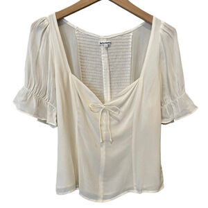 Reformation Delevan Ruffle Sleeve Top Size 10